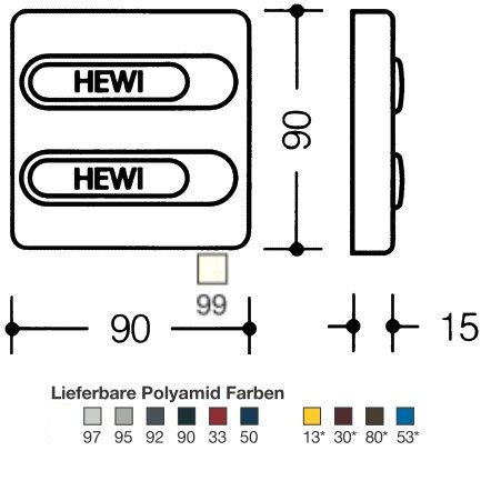 HEWI 685.1.21 99 Polyamid Klingelplatte mit zweifach Tasten reinwei
